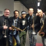 Backstage at the Colliseum with Alex To and the horn section for Rubberband Easy 2012 Concert