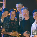 Jacky presenting the horn section each a copy of the Private Corner DVD